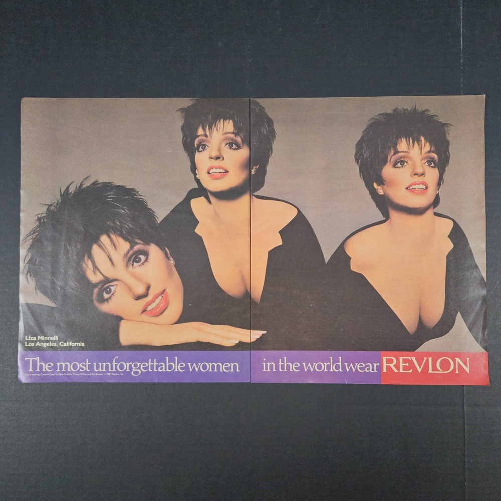 1987 Revlon Cosmetics Makeup Liza Minnelli Vintage Print Ad‎ Custom Eyes Beauty